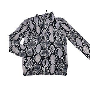 Soma Intimates Womens Black & White Snake Print Zip-Up Jacket S